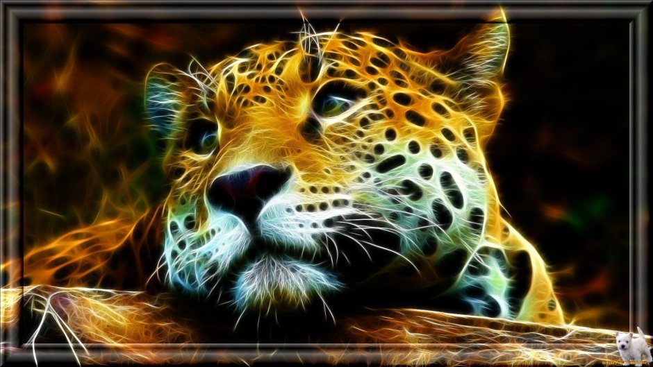 Неоновые животные на черном фоне