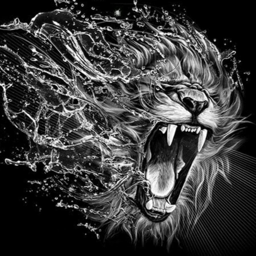 Тату Лев с оскалом на груди