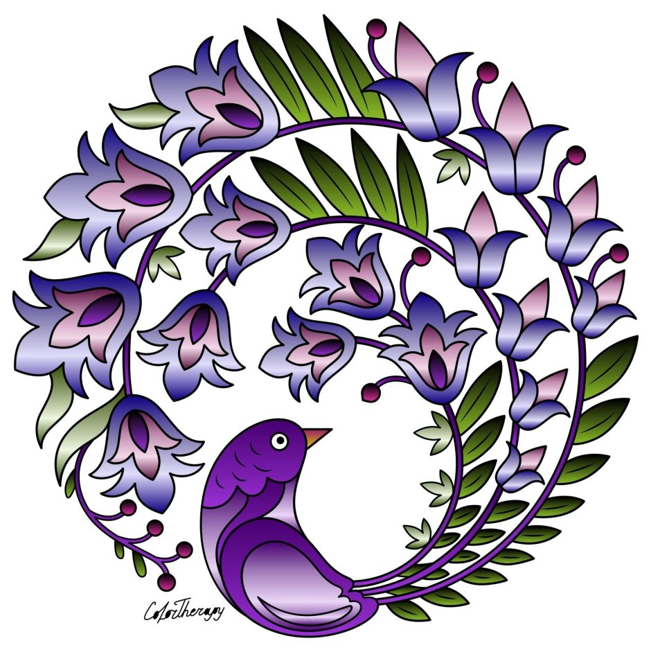 Цветочный орнамент с птицами