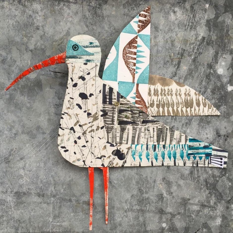 Коллаж из бумаги птицы