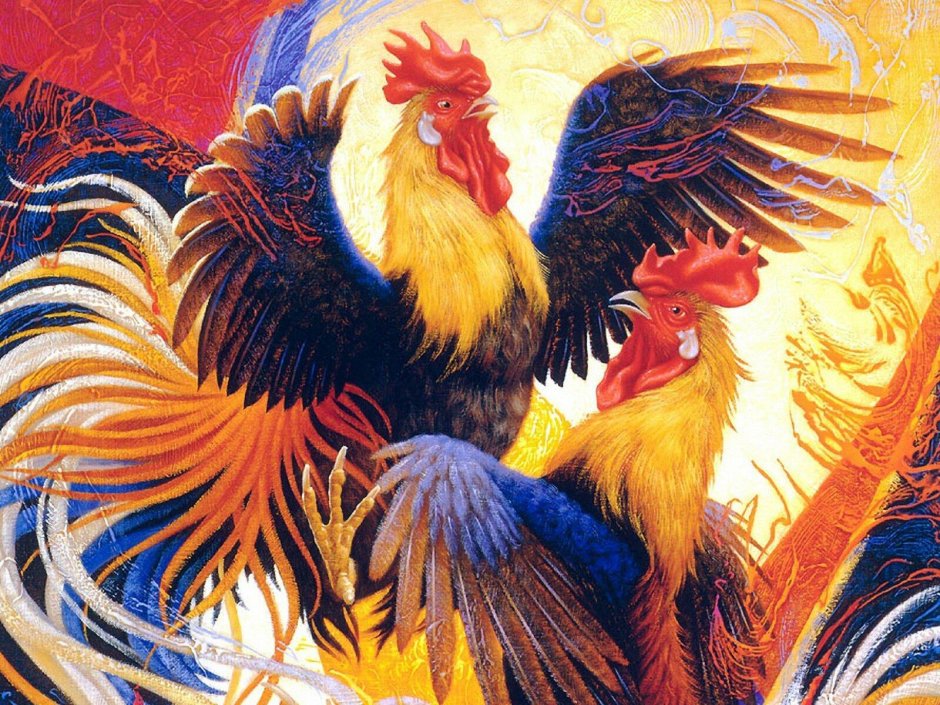 Петух живопись