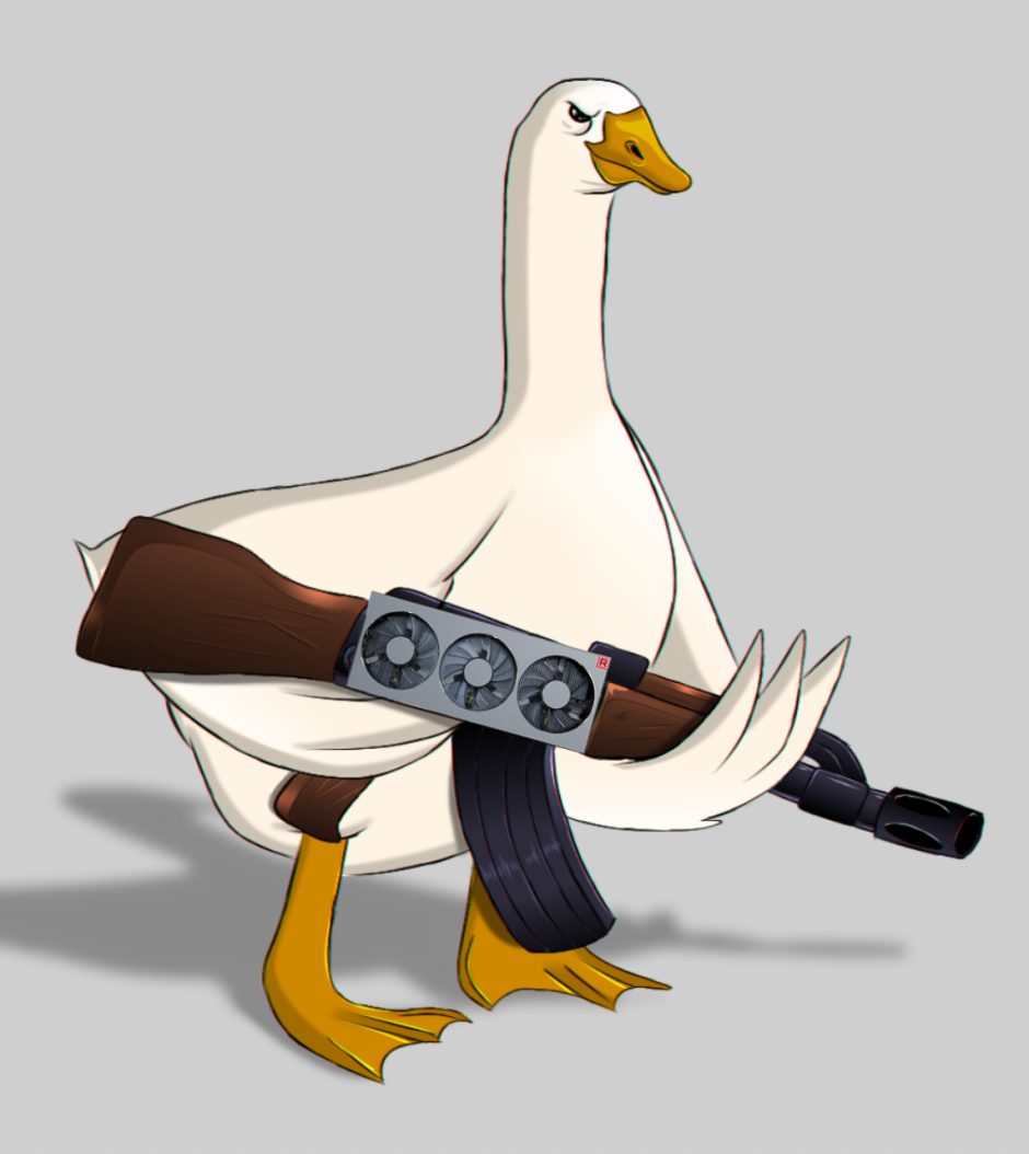 Untitled Goose game Гусь с ножом