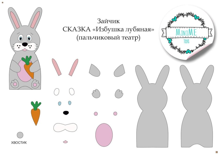 Выкройки игрушек для пальчикового театра из фетра