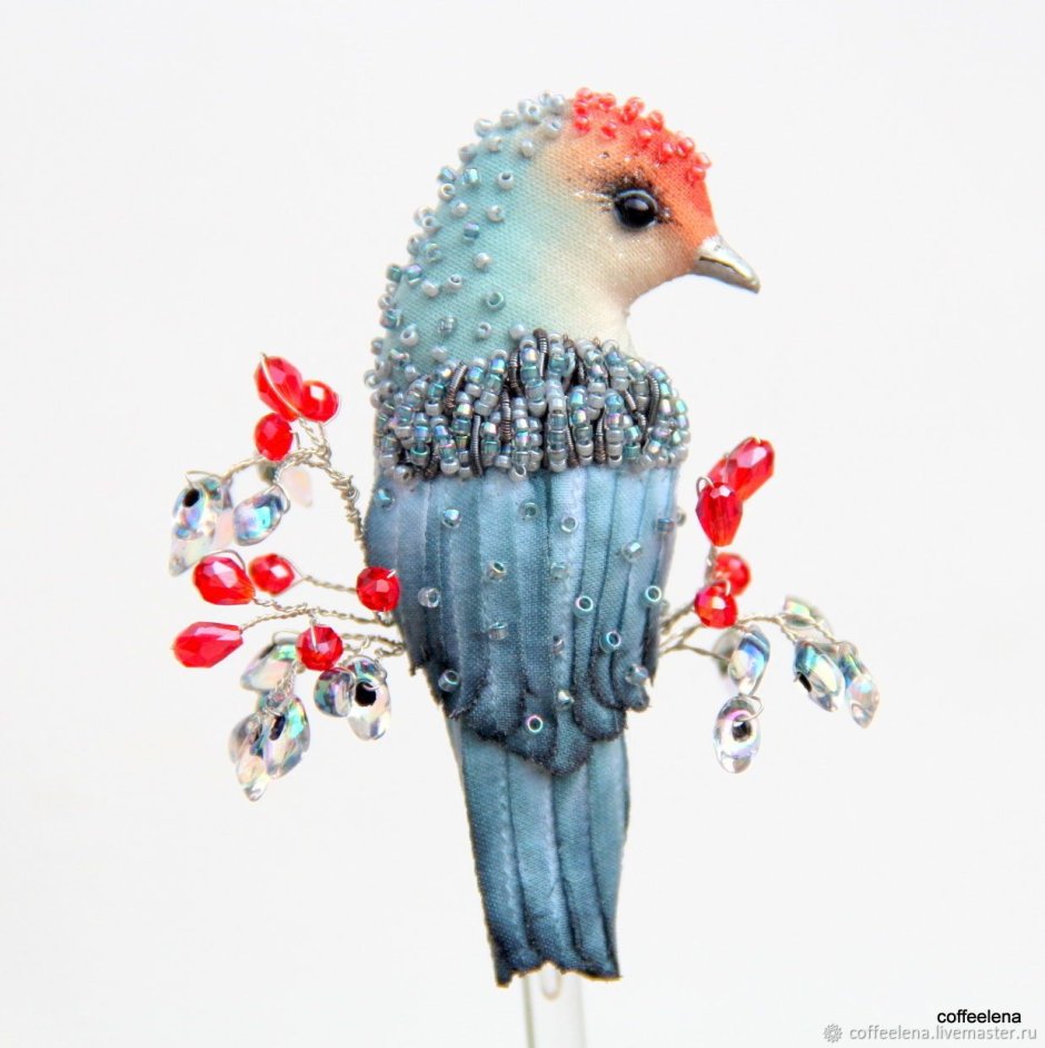 Брошки птицы из ткани