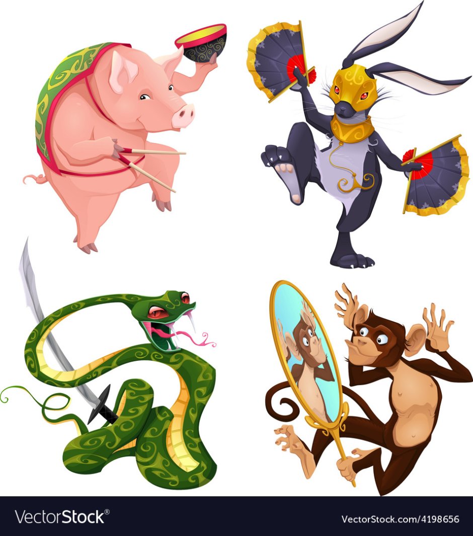 Картина змея и кролик