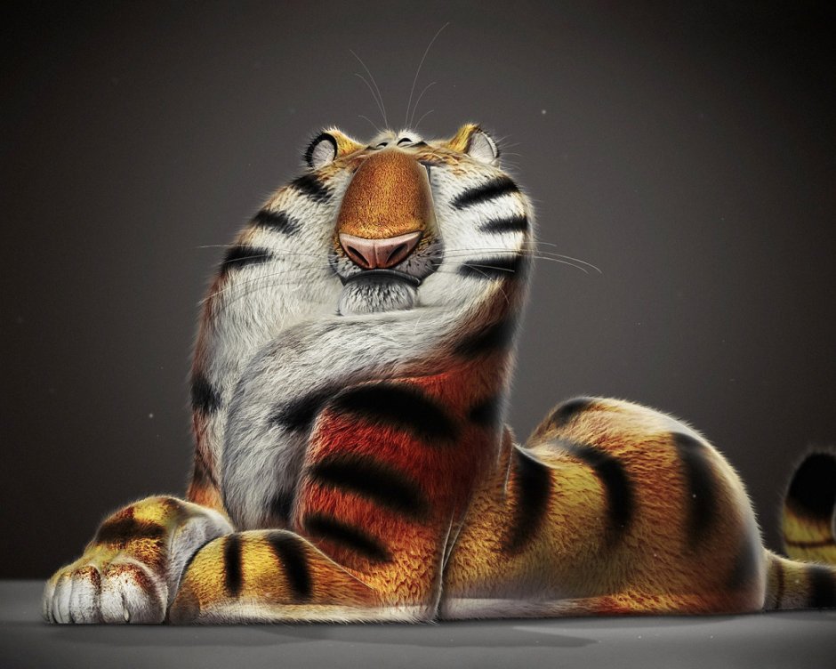 Тигренок улыбается