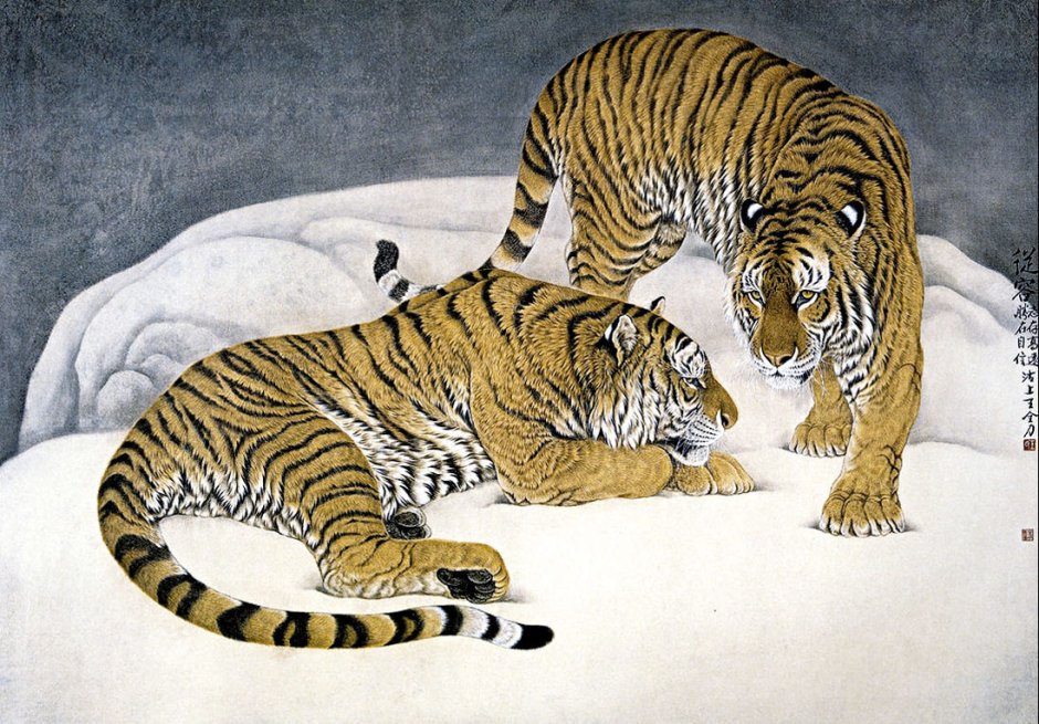 Тигр китайская живопись