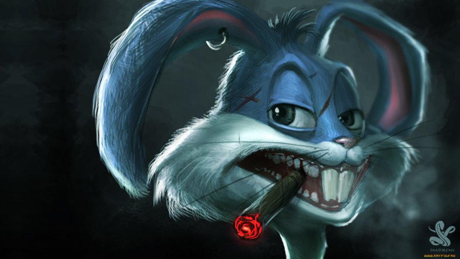 Серый кролик в очках