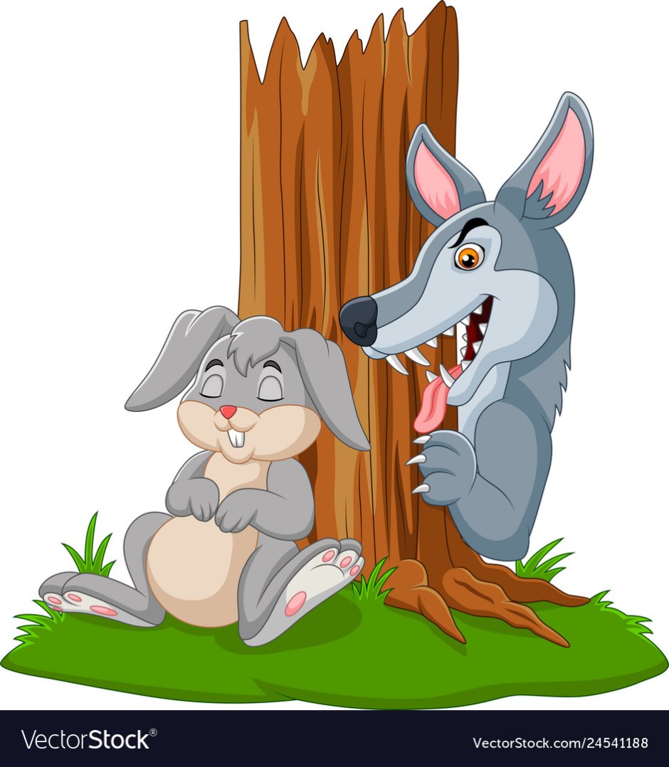 Волк и кролик для детей