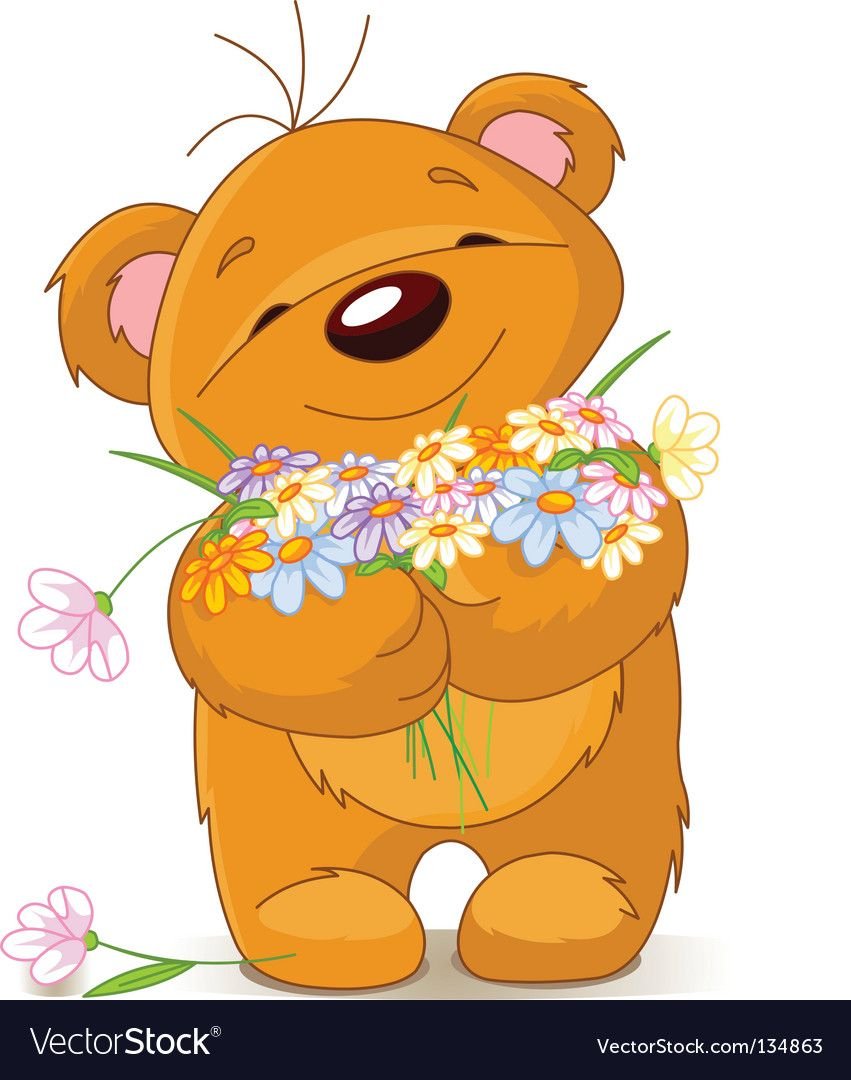 Мишка с цветами