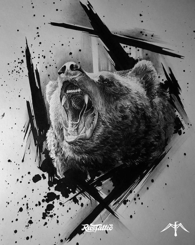 Тату медведь в ярости