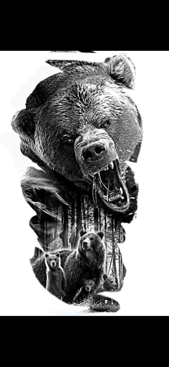 Медведь тату эскиз