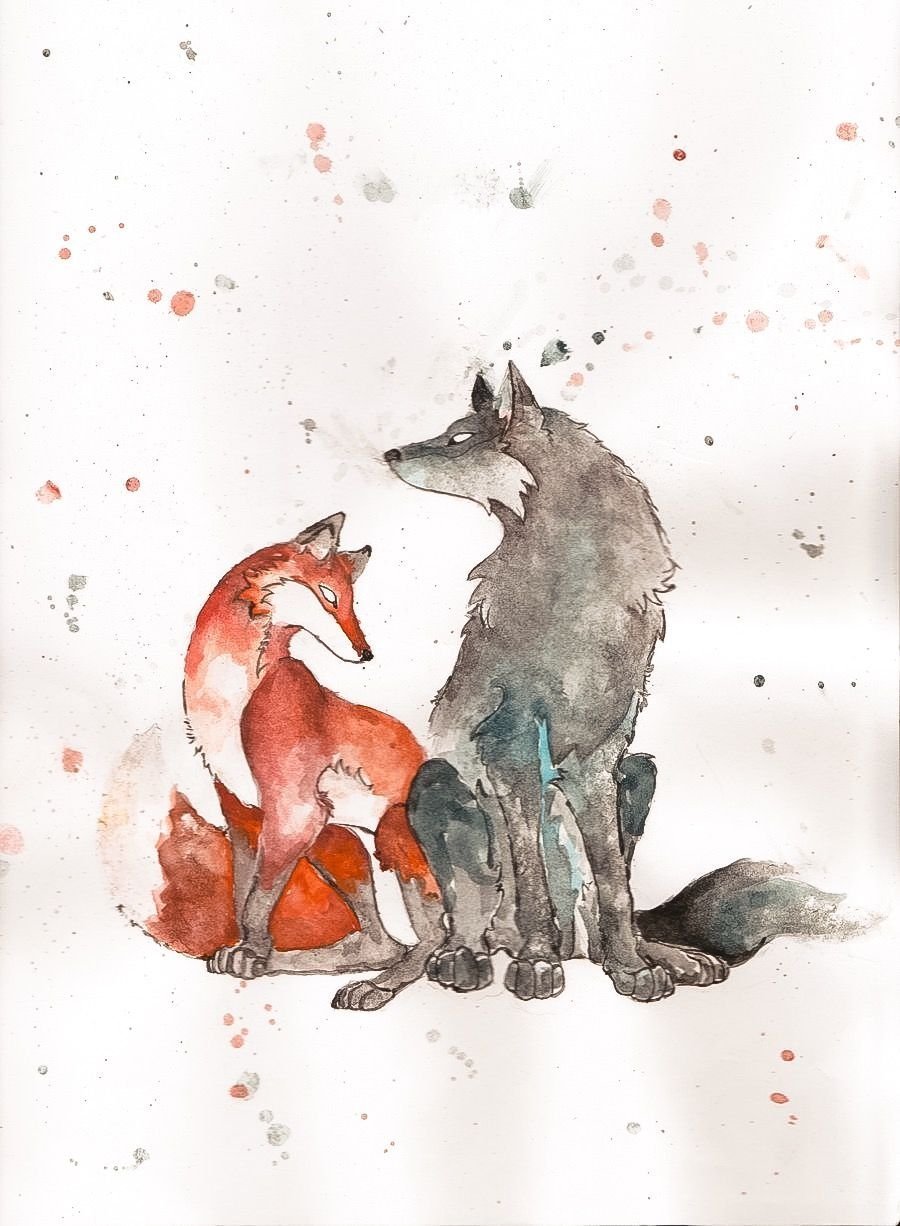 Тату лиса и волк