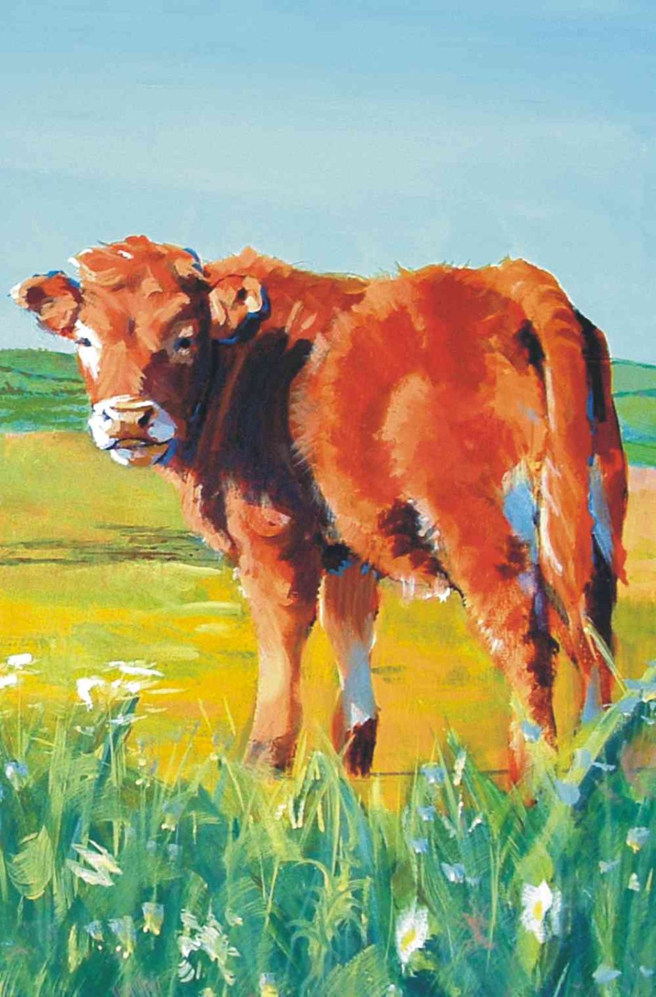 Корова рыжая живопись
