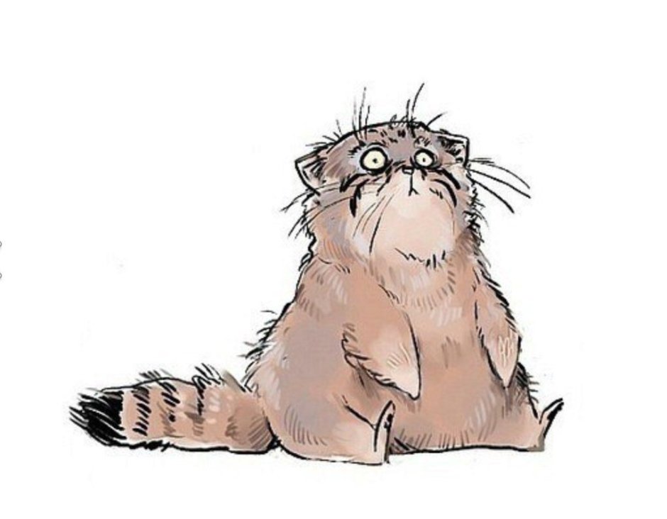 Уставший кот мультяшный