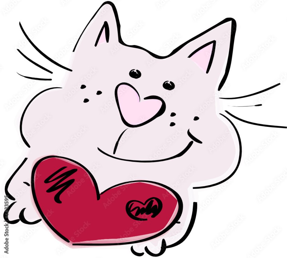 Котик с сердцем вектор