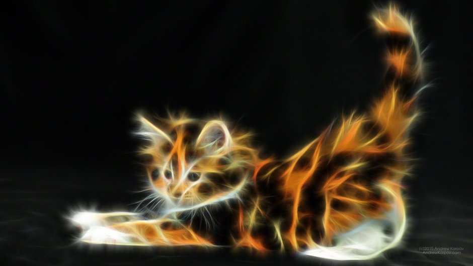 Огненная кошка арт