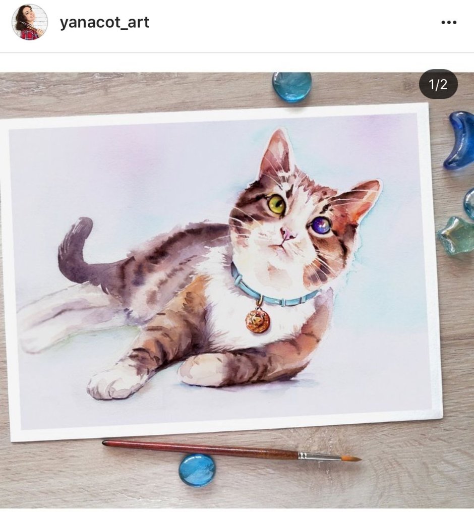 Акварельный бенгальский котик