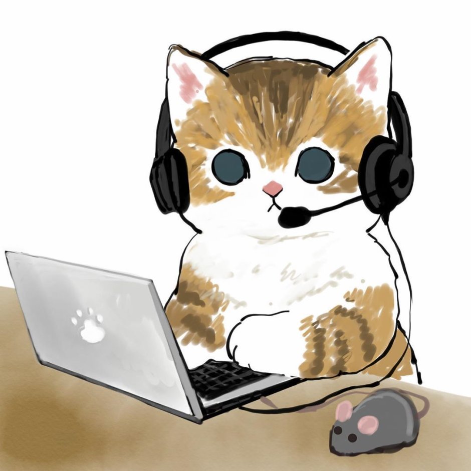 Котик в наушниках
