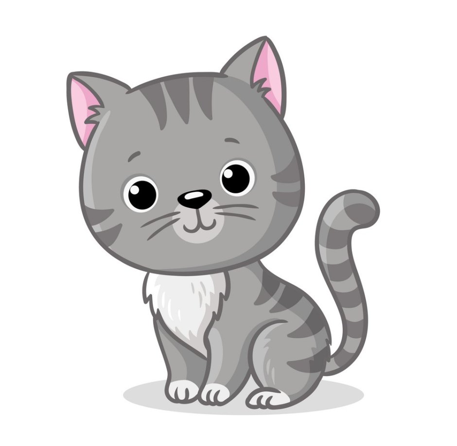 Серый котенок мультяшный