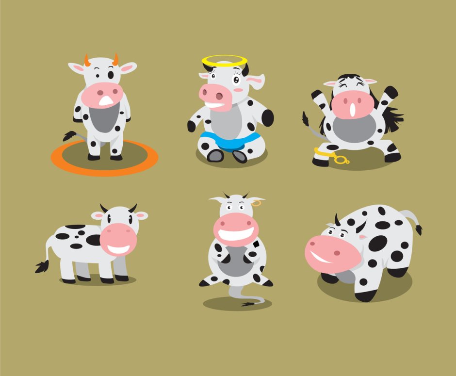 Милые коровы мультяшные много