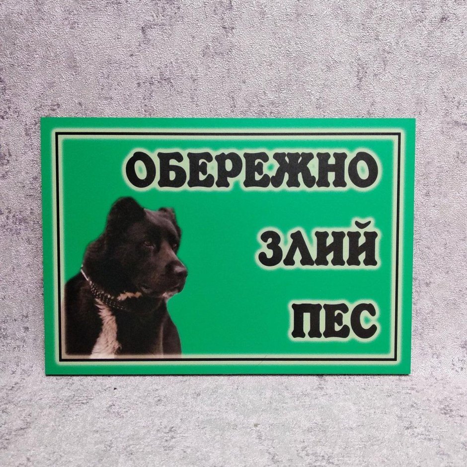 Табличка осторожно злая собака алабай