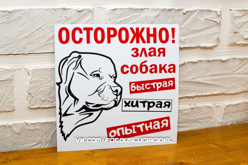 Табличка злая собака алабай